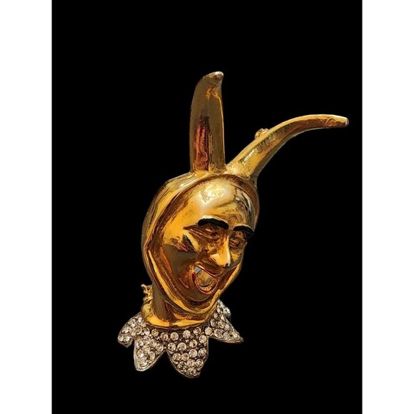 Spectacular Unsigned Heavy Dimensional Figural Jester Brooch (A4700) - Picture 2 of 7